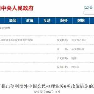 好消息!中国新政:境外公民无需回国 这些证也能办了