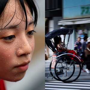 日本实拍：越来越多甜美少女人力车夫 街头挥汗奔跑