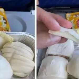 南航发餐是4馒头+1片白菜 网友:馒头我懂 但白菜是....