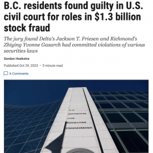 列治文华人涉嫌$13亿股票欺诈，豪宅豪车全部被冻结