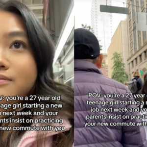 亚裔妹子找到新工作 爸妈全程陪上班 百万网友围观