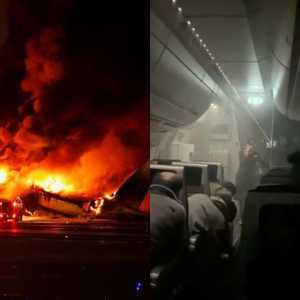 放我出去！落地爆巨响窜浓烟 日航乘客视角视频流出