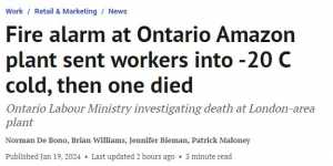 亚马逊安省工厂火警！员工被赶到-20C户外后，一人死亡