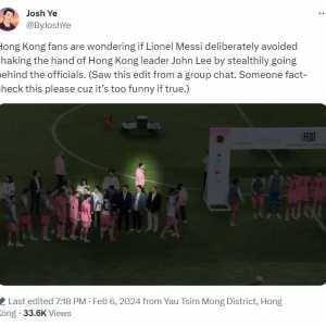 避死亡之握？梅西绕过港首李家超 拒握手视频全程