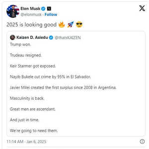 特鲁多辞职，马斯克补刀：看好2025年！
