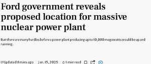 安省宣布在知名湖滨小镇兴建大型核电站！2040年运行！