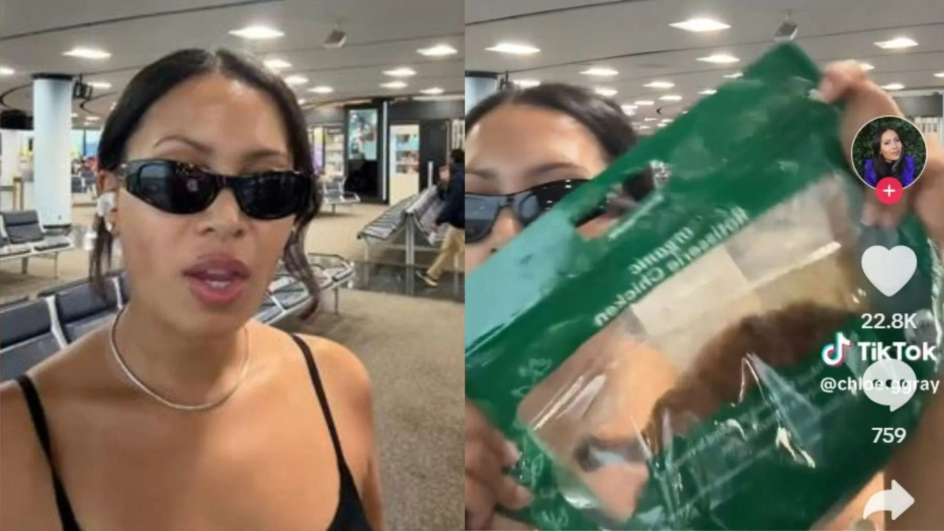 美国网红嫌飞机餐不健康！自带“烤全鸡” 结果…