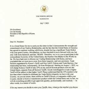 美国关税通知函发出 开征日韩25%关税