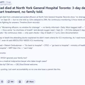 心碎! 华人怒曝: 父亲死在北约克全科医院, 心脏治疗拖延3天!