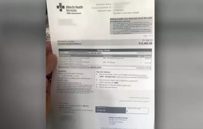 被告知保险包了！安省男子却在阿省收一张1.2万加元空中救护账单