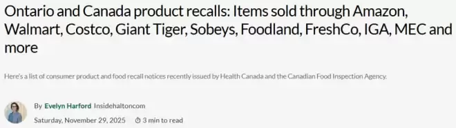 加拿大全国大规模召回! Costco、沃尔玛、亚马逊多款商品中招