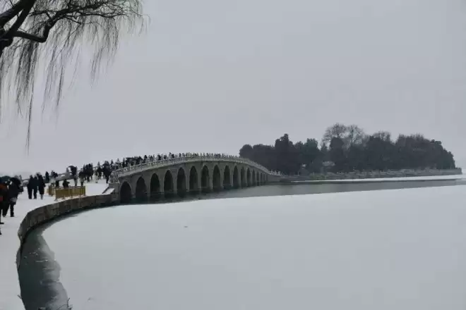 北京下雪了，颐和园美成一幅画！