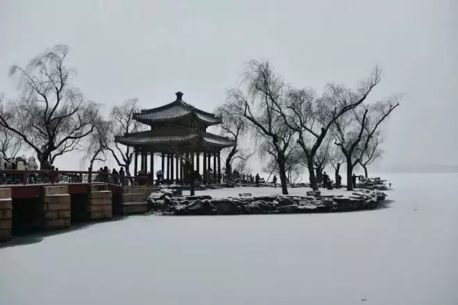 北京下雪了，颐和园美成一幅画！