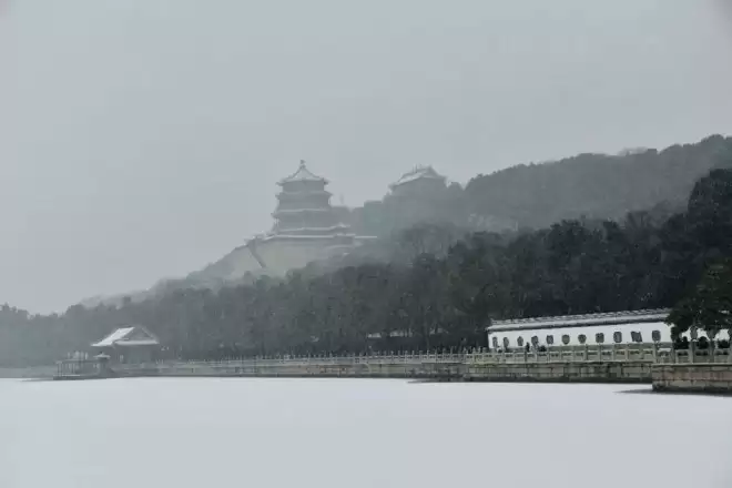 北京下雪了，颐和园美成一幅画！