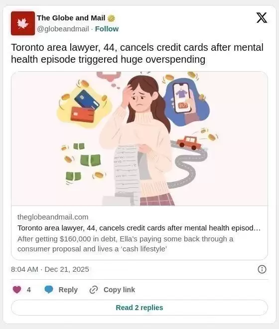 年薪高达21万！为何这位加拿大女子仍陷债务困境？