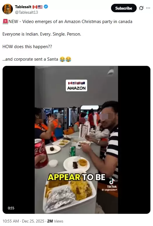 "全是印度人"! 加拿大亚马逊内部Party视频疯传, 引爆就业争议