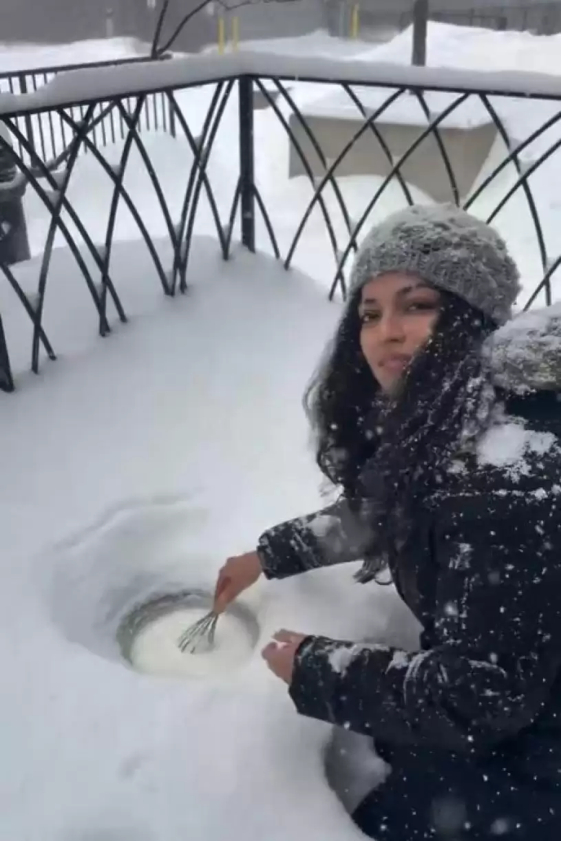 【降雪破纪录】市民雪中寻乐  造雪糕 制玫瑰 放狗 躺平 打卡...