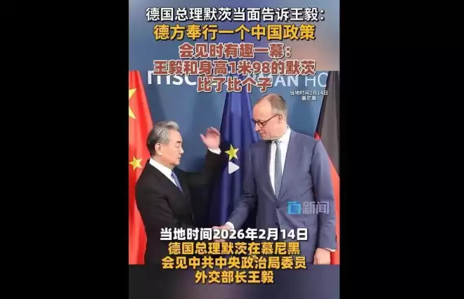见王毅，身高近2米的德国总理不得不“低头”