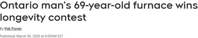 多伦多男子家中暖炉用了69年仍在运转，结果免费换新！