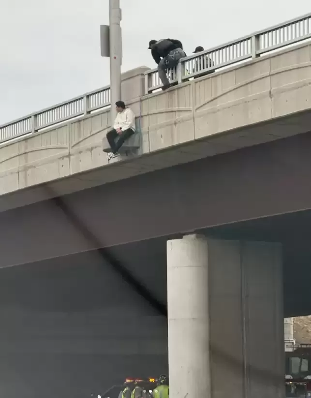 网友爆料：401高速公路东行全部堵死，原来是有人要跳桥