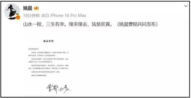 姚晨离婚!本人主动透露两大细节,孩子共同抚养,事业和前夫捆绑
