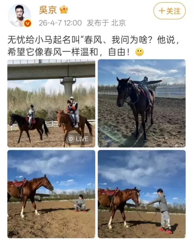 理想夫妻样板!吴京晒照在家带娃,谢楠浪姐发言圈粉