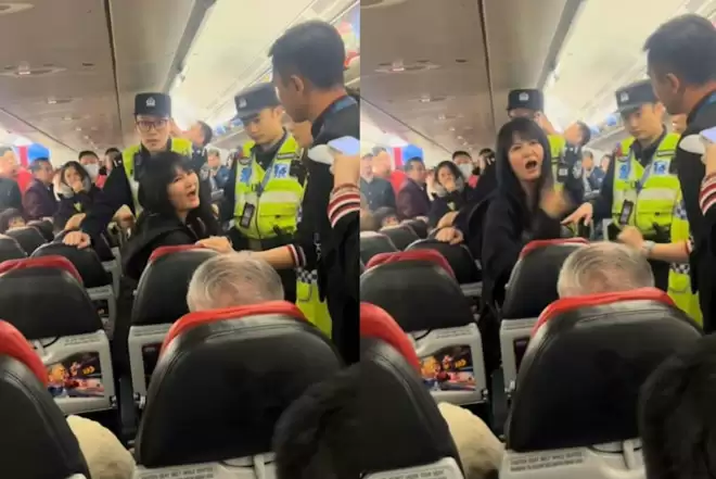 女子不满亚航空服员说英文大闹航班被逐 班机延误