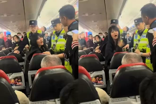 女子不满亚航空服员说英文大闹航班被逐 班机延误