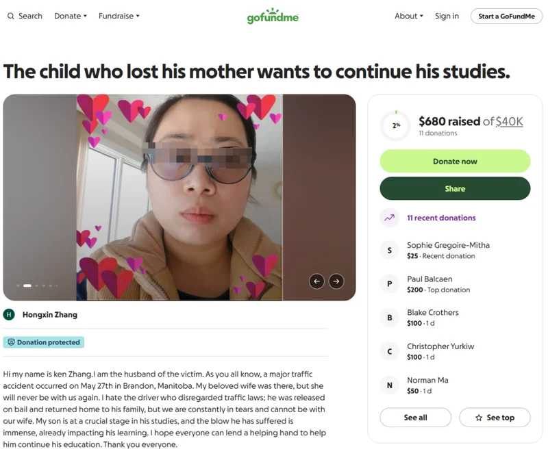 加拿大49岁华人妈妈遭印度司机闯停牌撞亡!家人悲愤发声,盼送她回国安葬!