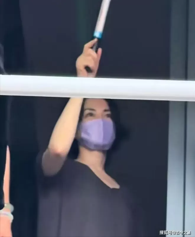 王菲在谢霆锋西安演唱会上嗨疯了，拿荧光棒在台上不断给男友加油