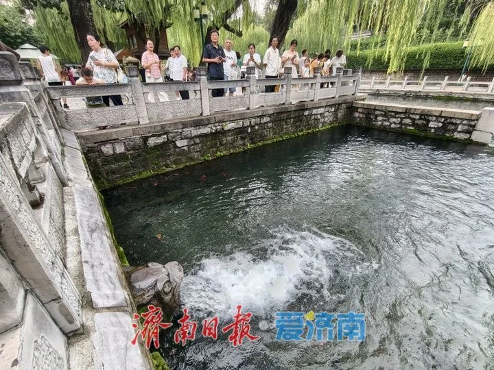 强降雨后济南黑虎泉水位升至30米 “黑虎啸月”盛景再现