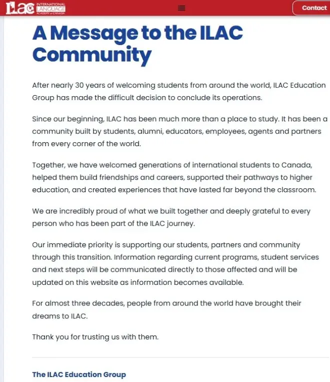 加拿大知名语言学校ILAC突然倒闭！课程全部取消，学费退款成谜