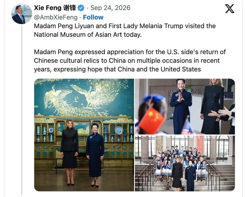 外媒:中国第一夫人彭丽媛在华府展示个人魅力