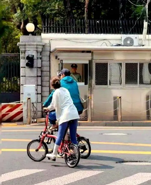 胡歌一家三口罕同框 街头骑行时3岁女儿近距离被拍到