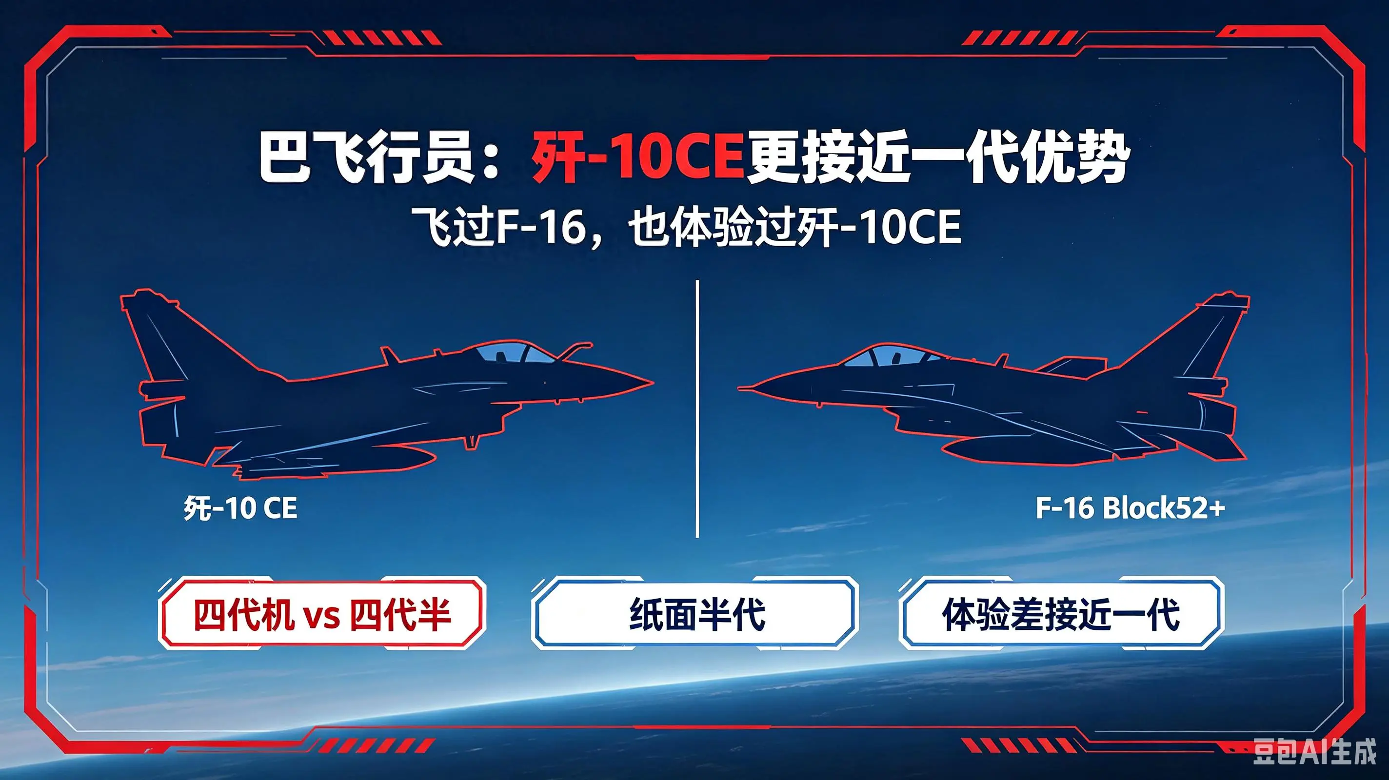 巴飞行员实测歼10CE,领先F16整整一代