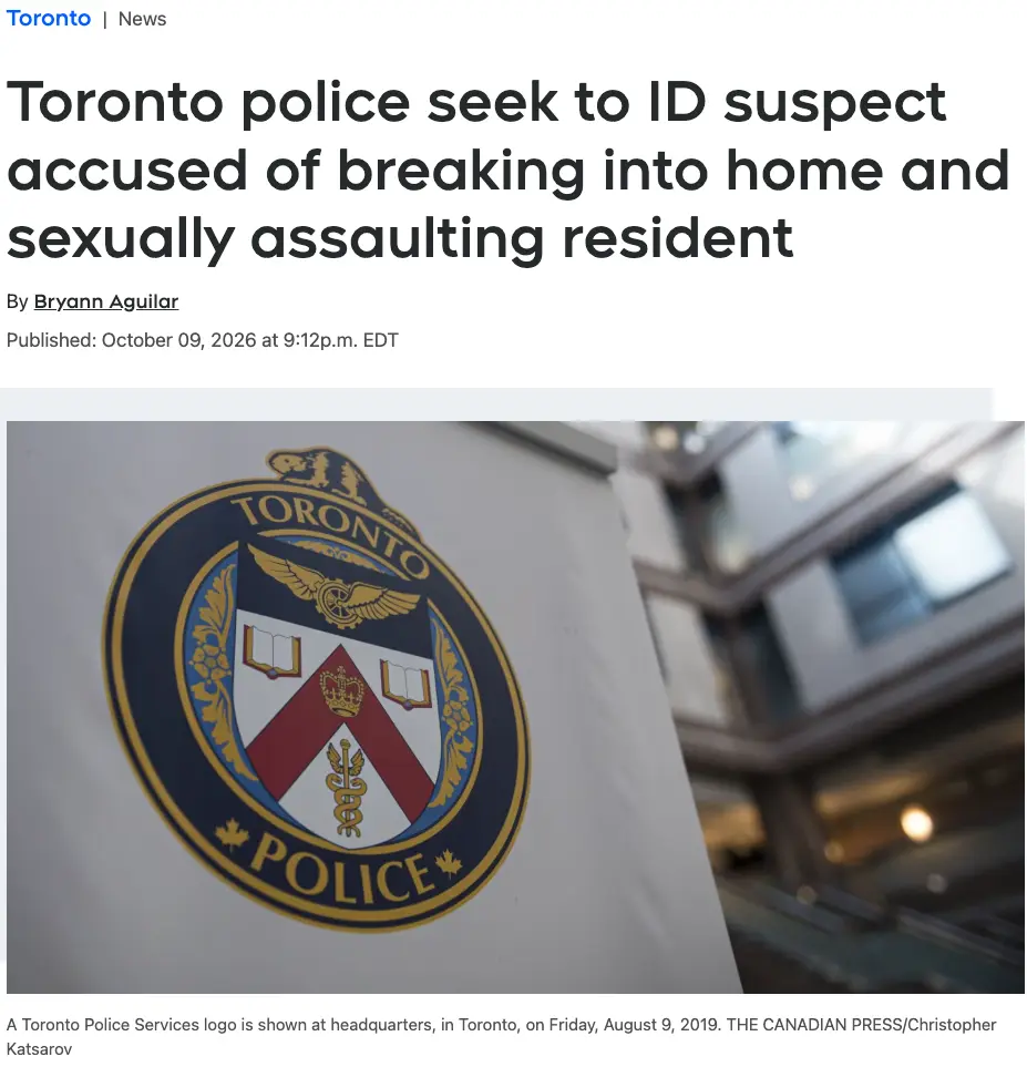 恐怖！多伦多昨日爆入室打劫，房主睡梦中惊醒惨遭性侵，警方全城通缉白人男