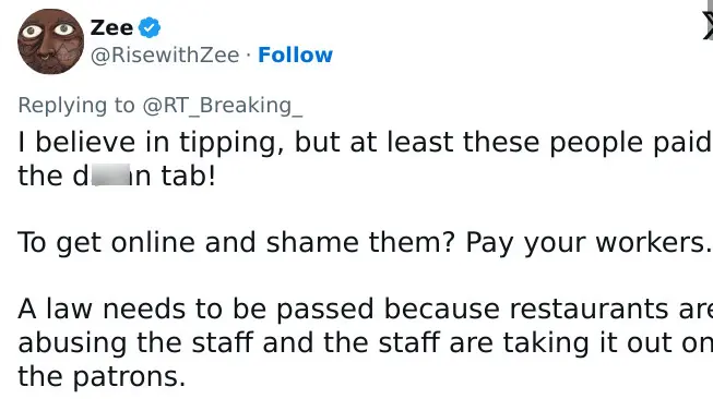 小费给少了竟被曝光！加州饭馆公开羞辱顾客，没想到自己却翻车了！