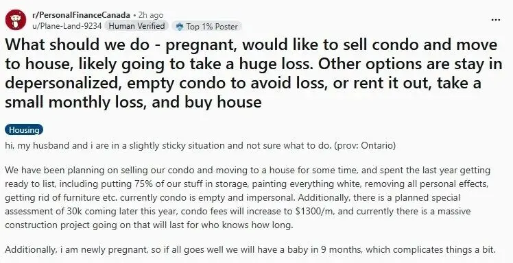 住着贵, 卖了亏! 安省夫妇换房犯难: 管理费每月$1300, 还要补交$3万!